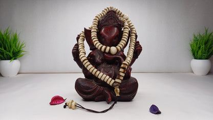 108 12mm Antique Gandhara Hand-carved Original Yak Bone Tibetan Buddhist Prayer Beads,Vintage Rosary Mala,Disk Shaped Yak Kapala Bone Mala