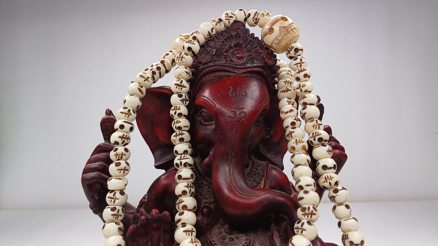 108 Handcarved Skull Bone  Beads,Bone Meditation Mala, Antique bone necklace,Ethnic Bone Jewellery,Tibetan Buddhist Prayer Skull Bone Mala,