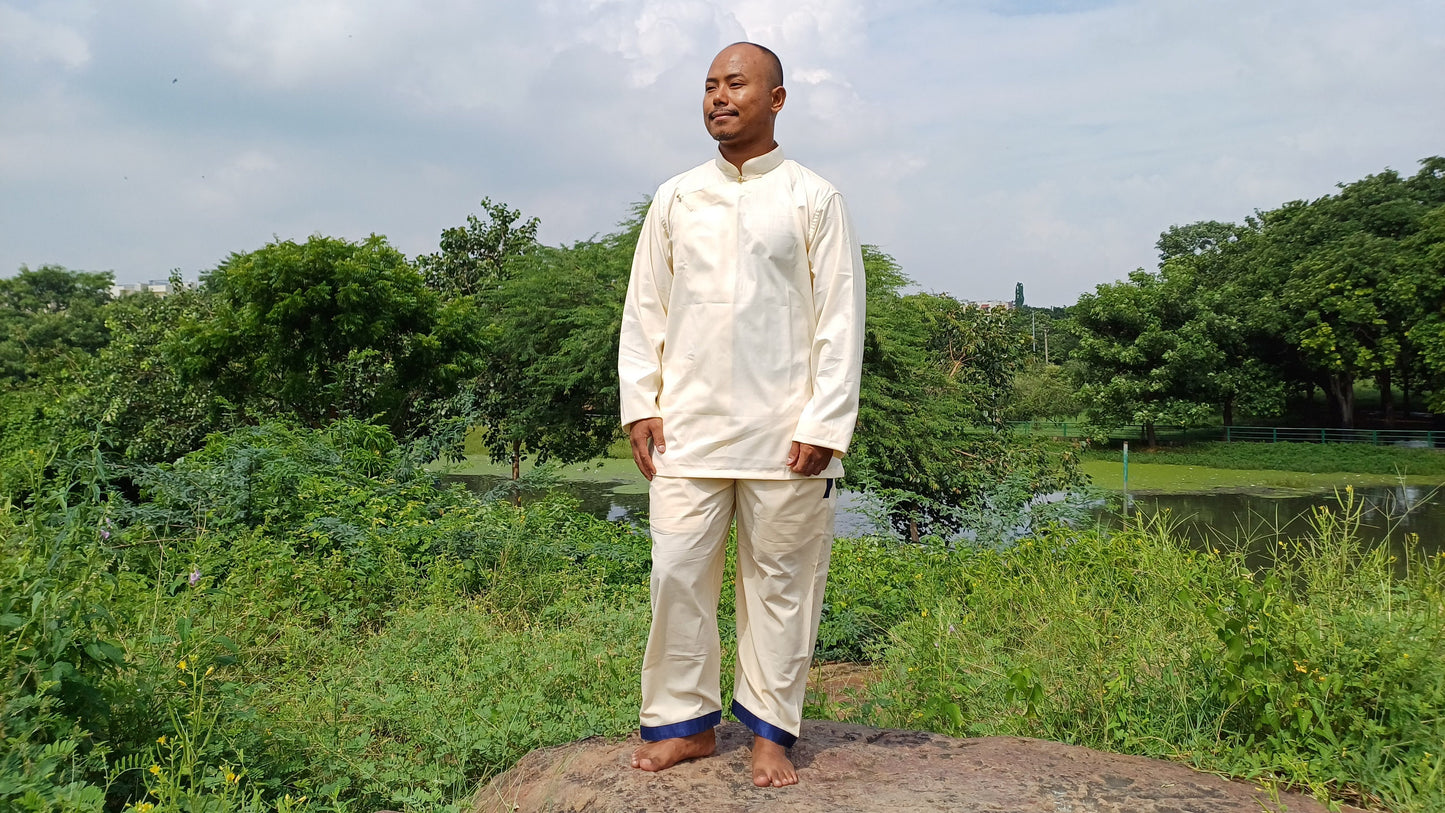 Custom-Made Tibetan Traditional Meditation Suit,Buddhist Prayer Robe,Tibetan Ethnic Shirt and Drawstring Pant for Men, Zen Prayer Clothing
