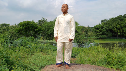 Custom-Made Tibetan Traditional Meditation Suit,Buddhist Prayer Robe,Tibetan Ethnic Shirt and Drawstring Pant for Men, Zen Prayer Clothing