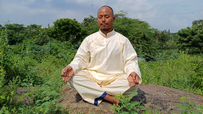 Traditional Tibetan Pure Cotton Cream Color Long Sleeves Buddhist Yogi Meditation Shirt,Ethnic Tibetan Prayer Shirt,Unisex Tibetan Clothing