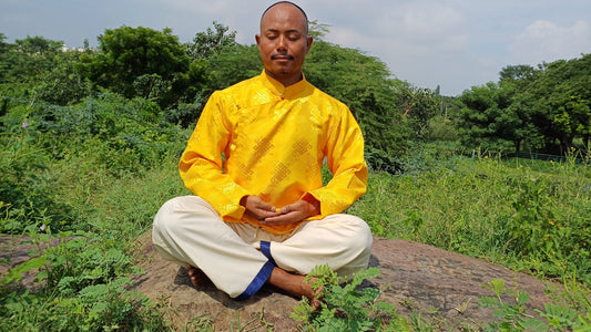 Traditional Tibetan Brocade Silk Buddhist Yogi Shirt,Tibetan Meditation Shirt, Ethnic Tibetan  Long Sleeves Cloth,Buddhist Prayer Shirt