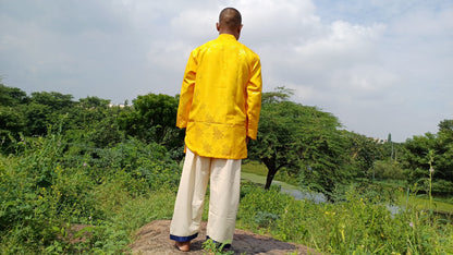Traditional Tibetan Brocade Silk Buddhist Yogi Shirt,Tibetan Meditation Shirt, Ethnic Tibetan  Long Sleeves Cloth,Buddhist Prayer Shirt