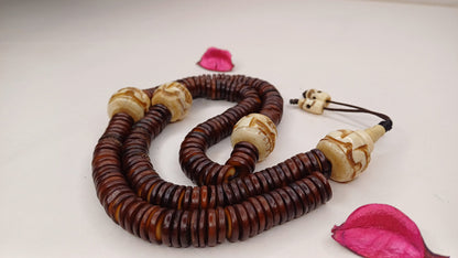 108 Bead Handcarved Skull Bone Mala,Bone Meditation Mala,Bone necklace,Ethnic Bone Jewellery,Tibetan Buddhist Prayer Skull Mala,Tantrik Japa