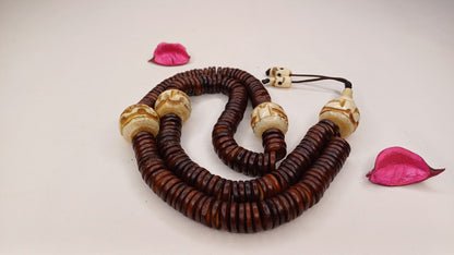 108 Bead Handcarved Skull Bone Mala,Bone Meditation Mala,Bone necklace,Ethnic Bone Jewellery,Tibetan Buddhist Prayer Skull Mala,Tantrik Japa