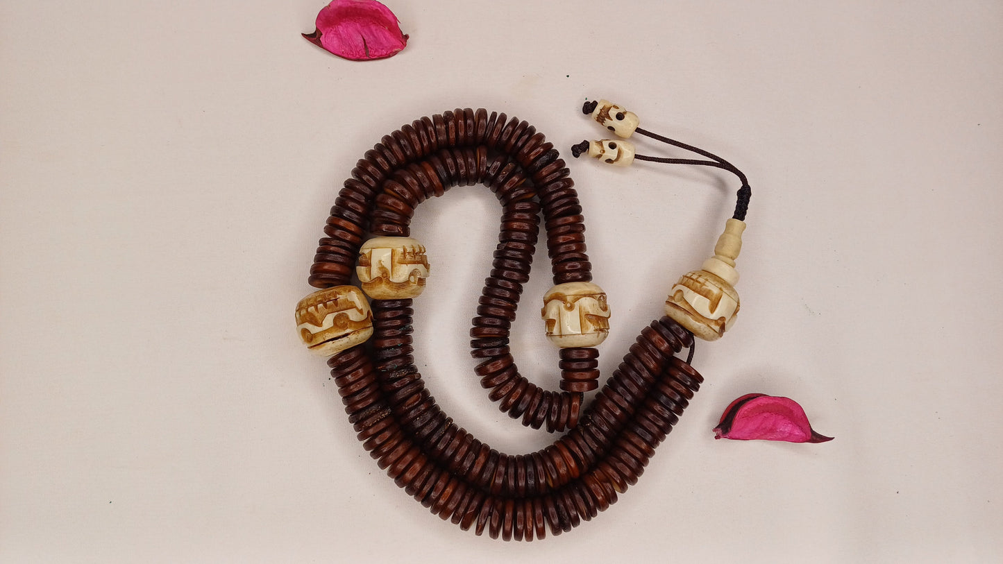 108 Bead Handcarved Skull Bone Mala,Bone Meditation Mala,Bone necklace,Ethnic Bone Jewellery,Tibetan Buddhist Prayer Skull Mala,Tantrik Japa
