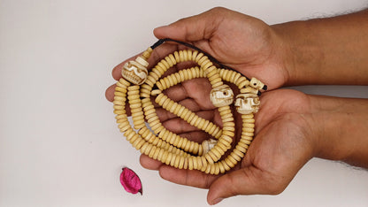 28 Handcarved Skull Bone  Beads,Bone Meditation Mala, Antique bone necklace,Ethnic Bone Jewellery,Tibetan Buddhist Prayer Skull Bone Mala