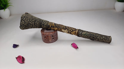 Vintage Bone Double Mahakala Hand Carved Silver Inlay Kangling Tibetan Ritual Trumpet,Used Traditional Tantrik Trumpet,Shaman  Buddhism Tool