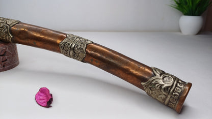 Vintage Tibetan Copper Silver Inlay Kangling,Music used in Sky Burial Ritual Trumpet,Traditional Tantrik Trumpet,Shaman  Buddhism Tool