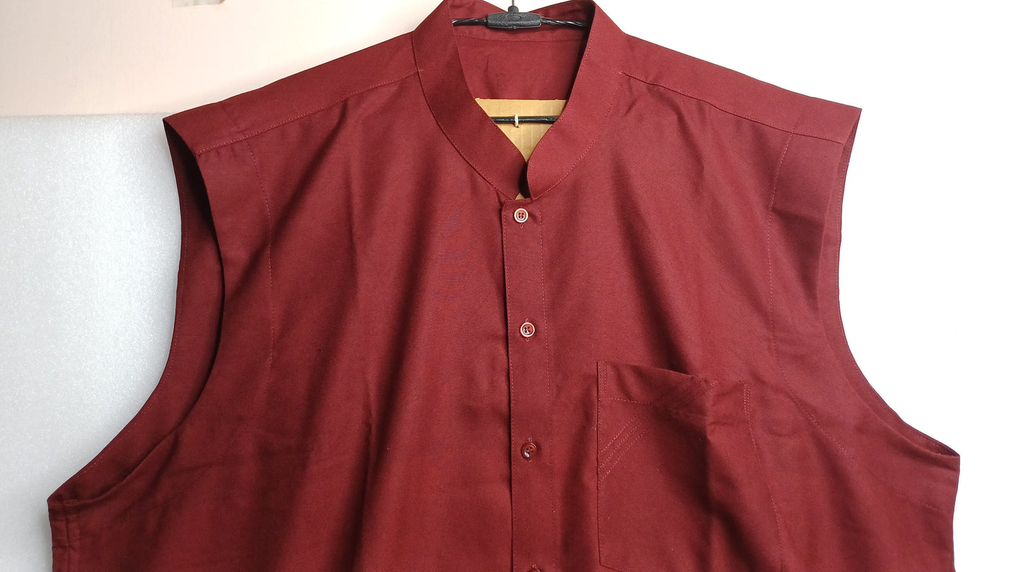 Organic Cotton Maroon Tibetan Buddhist Monk  Shirt,Monk Blouse,Buddhist Monk Shirt,Nun Meditation Top,Temple clothing,Spiritual fabric