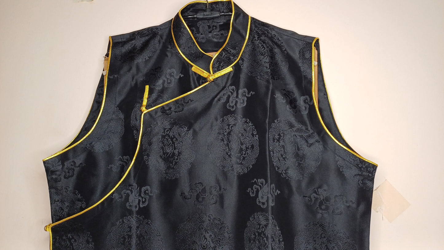 Sleeveless Traditional Tibetan Brocade Silk Buddhist Prayer Yogi Shirt,Ethnic Tibetan Meditation Shirt,Tibetan Buddhist Tantrik Prayer Shirt