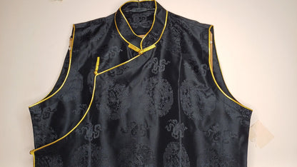 Sleeveless Traditional Tibetan Brocade Silk Buddhist Prayer Yogi Shirt,Ethnic Tibetan Meditation Shirt,Tibetan Buddhist Tantrik Prayer Shirt
