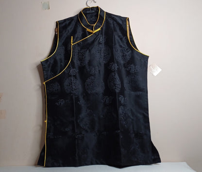 Sleeveless Traditional Tibetan Brocade Silk Buddhist Prayer Yogi Shirt,Ethnic Tibetan Meditation Shirt,Tibetan Buddhist Tantrik Prayer Shirt
