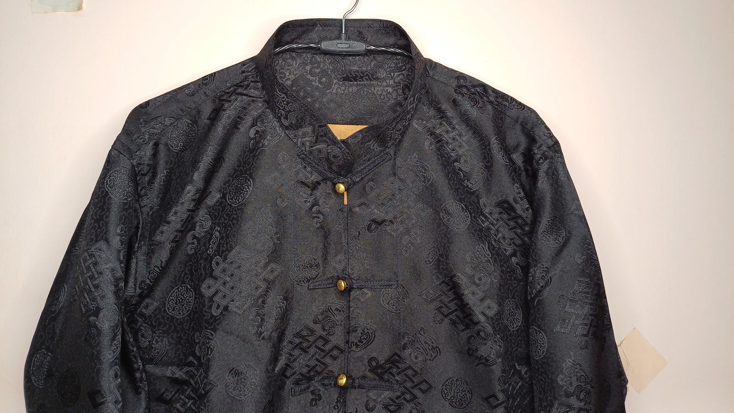 Traditional Tibetan Brocade Silk Buddhist Yogi Shirt,Tibetan Meditation Shirt, Ethnic Tibetan  Long Sleeves Cloth,Buddhist Prayer Shirt