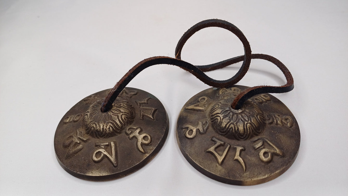 Vintage Rare Authentic Tibetan Mantra OM MANI Carved Tibetan Tingsha Bells,Handmade Tibetan Buddhist Ritual Cymbal,Yoga Sound Healing Tool