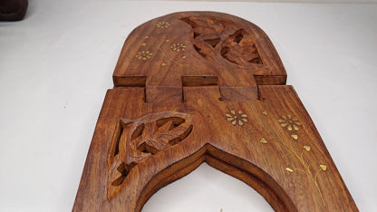 Premium Handcarved  Foldable Wooden Holy Scriptures Book Stand,Cover Case Wooden Holy Book Holder,Wooden Religious Item