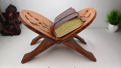 Premium Handcarved  Foldable Wooden Holy Scriptures Book Stand,Cover Case Wooden Holy Book Holder,Wooden Religious Item