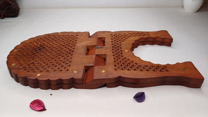 Premium Handcarved  Foldable Wooden Holy Scriptures Book Stand,Cover Case Wooden Holy Book Holder,Wooden Religious Item