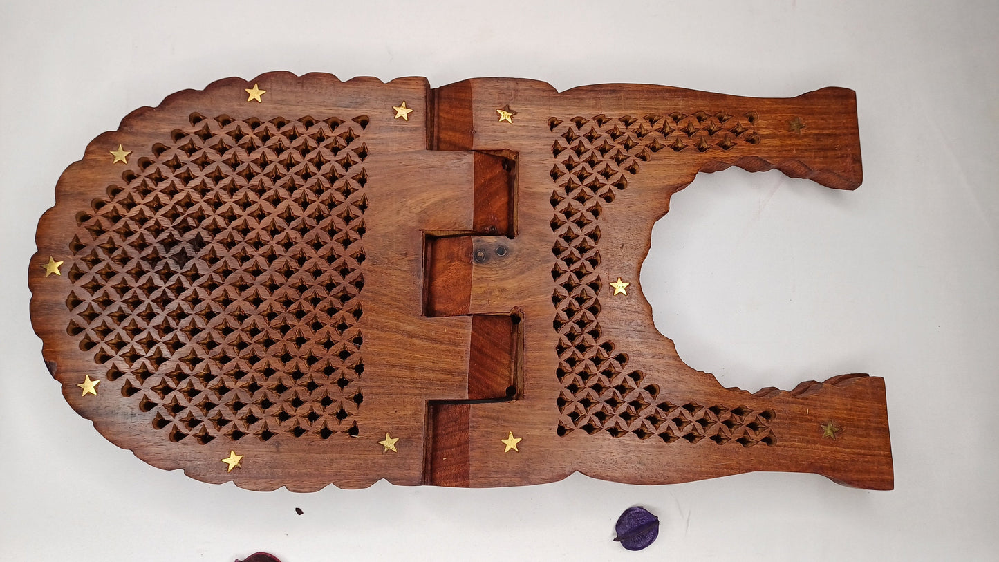 Premium Handcarved  Foldable Wooden Holy Scriptures Book Stand,Cover Case Wooden Holy Book Holder,Wooden Religious Item