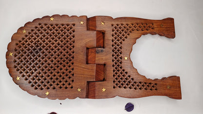 Premium Handcarved  Foldable Wooden Holy Scriptures Book Stand,Cover Case Wooden Holy Book Holder,Wooden Religious Item