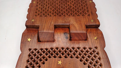 Premium Handcarved  Foldable Wooden Holy Scriptures Book Stand,Cover Case Wooden Holy Book Holder,Wooden Religious Item