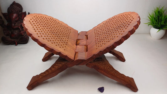 Premium Handcarved  Foldable Wooden Holy Scriptures Book Stand,Cover Case Wooden Holy Book Holder,Wooden Religious Item