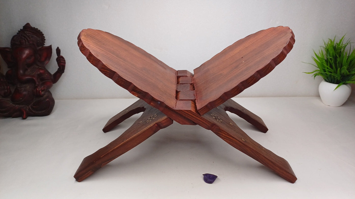 Premium Handcarved  Foldable Wooden Holy Scriptures Book Stand,Cover Case Wooden Holy Book Holder,Wooden Religious Item