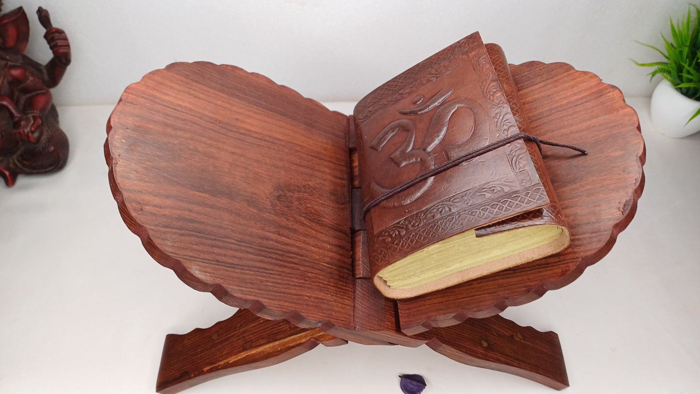 Premium Handcarved  Foldable Wooden Holy Scriptures Book Stand,Cover Case Wooden Holy Book Holder,Wooden Religious Item