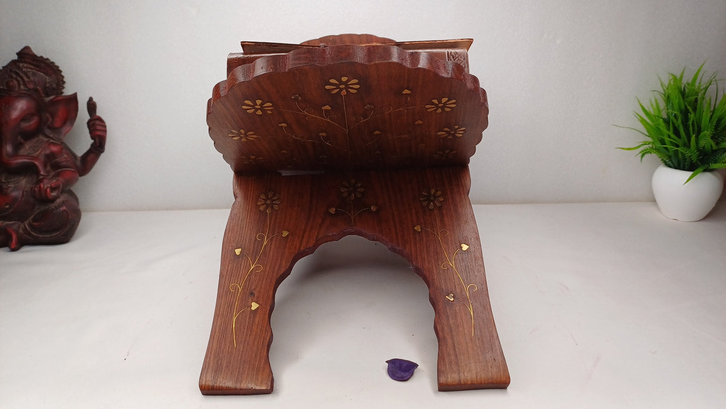 Premium Handcarved  Foldable Wooden Holy Scriptures Book Stand,Cover Case Wooden Holy Book Holder,Wooden Religious Item