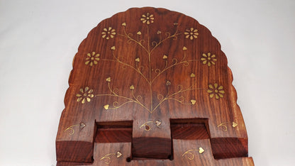 Premium Handcarved  Foldable Wooden Holy Scriptures Book Stand,Cover Case Wooden Holy Book Holder,Wooden Religious Item