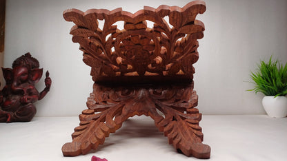 Premium Handcarved  Foldable Wooden Holy Scriptures Book Stand,Cover Case Wooden Holy Book Holder,Wooden Religious Item