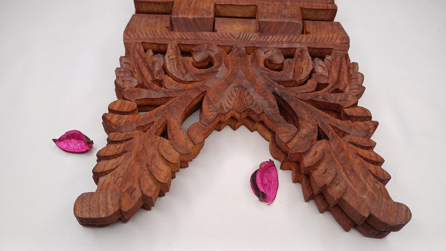 Premium Handcarved  Foldable Wooden Holy Scriptures Book Stand,Cover Case Wooden Holy Book Holder,Wooden Religious Item