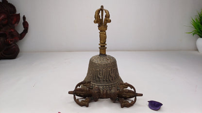 Pure Tibetan Handmade 7 Metal Bajra With Bell, Buddhist Bell For Ceremonies Rituals Spiritual Cleansing Practice,