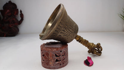 Pure Tibetan Handmade 7 Metal Bajra With Bell, Buddhist Bell For Ceremonies Rituals Spiritual Cleansing Practice,