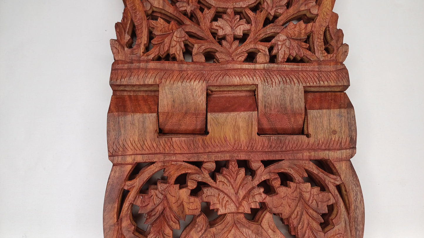 Premium Handcarved  Foldable Wooden Holy Scriptures Book Stand,Cover Case Wooden Holy Book Holder,Wooden Religious Item