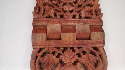 Premium Handcarved  Foldable Wooden Holy Scriptures Book Stand,Cover Case Wooden Holy Book Holder,Wooden Religious Item