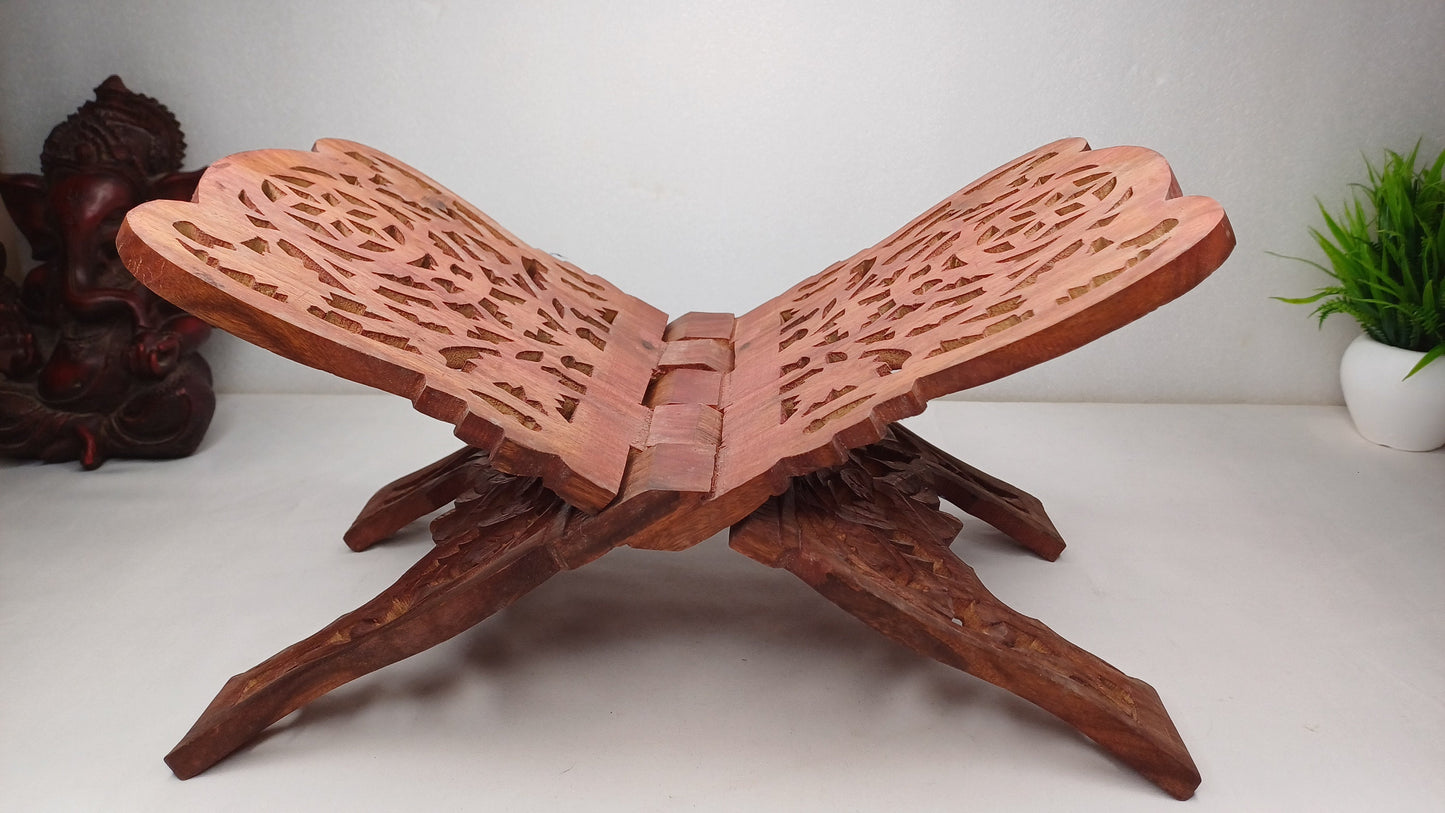Premium Handcarved  Foldable Wooden Holy Scriptures Book Stand,Cover Case Wooden Holy Book Holder,Wooden Religious Item