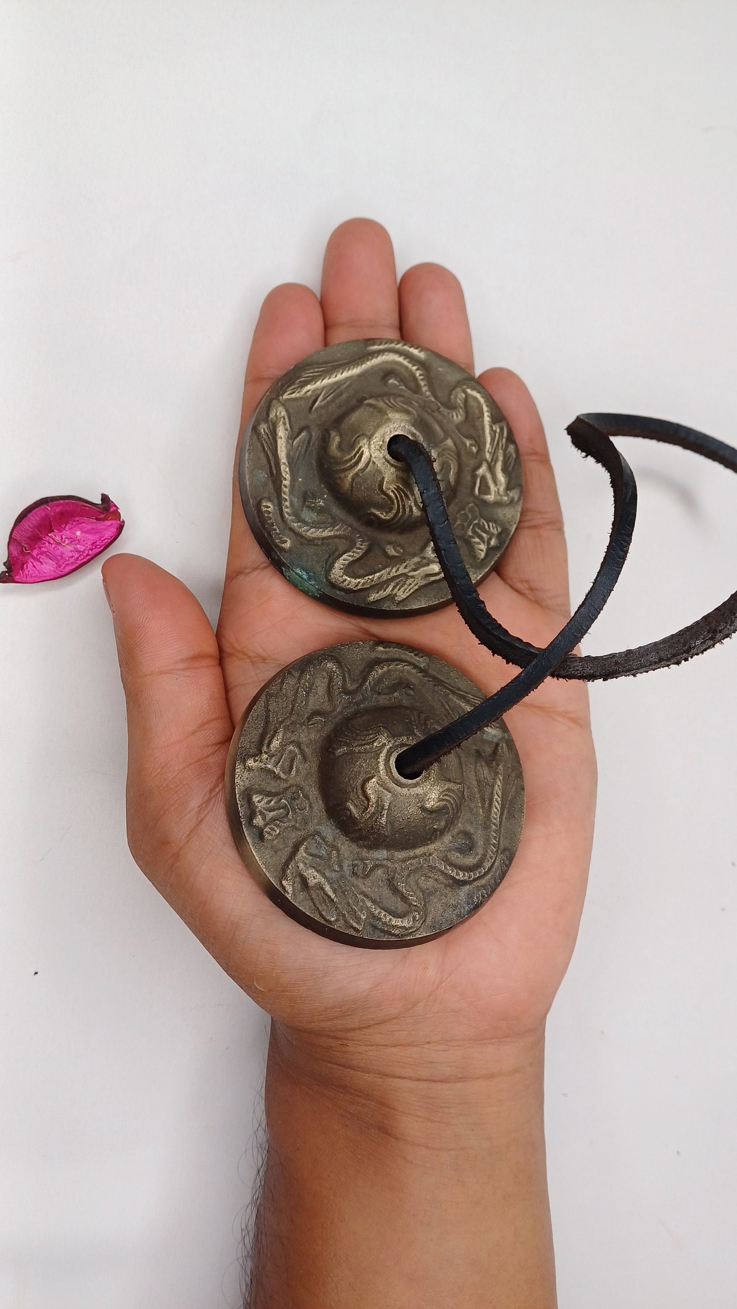 Vintage Rare Authentic Large Dragon Carved Tibetan Tingsha Bells,Handmade Tibetan Buddhist Ritual Cymbal,Yoga Meditation Sound Healing Tool