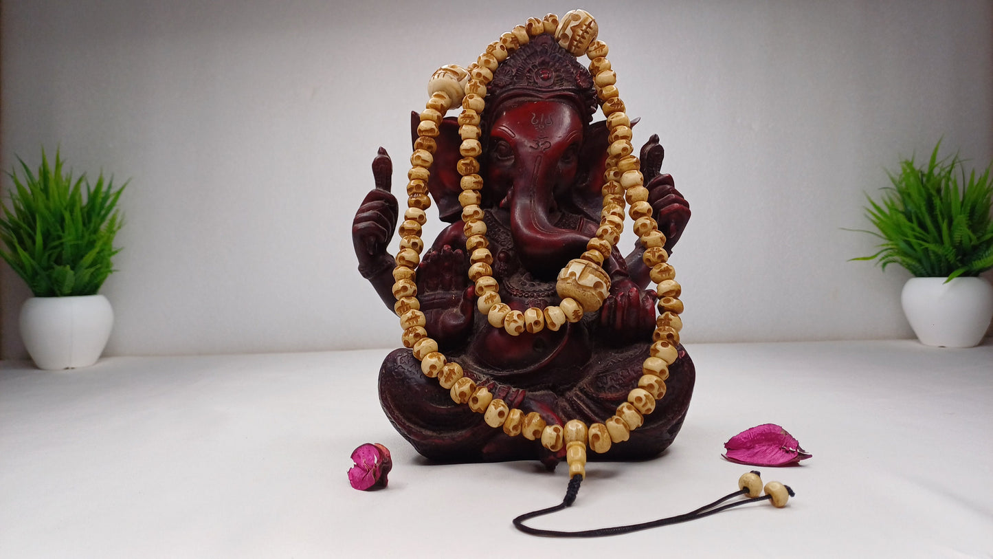 108 Handcarved Skull Bone  Beads,Bone Meditation Mala, Antique bone necklace,Ethnic Bone Jewellery,Tibetan Buddhist Prayer Skull Bone Mala,