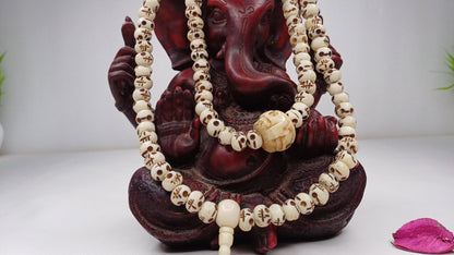 108 Handcarved Skull Bone  Beads,Bone Meditation Mala, Antique bone necklace,Ethnic Bone Jewellery,Tibetan Buddhist Prayer Skull Bone Mala,