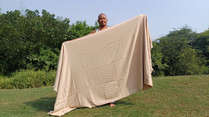 Large Thick Handwoven Beige Pure Pashmina Wool Meditation Shawl,Cashmere Pashima Prayer Blanket,Himalayan Cashmere Scarf, Pashmina Wool Wrap