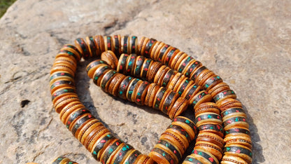 108 12mm Antique Gandhara Hand-carved Original Yak Bone Tibetan Buddhist Prayer Beads,Vintage Rosary Mala,Disk Shaped Yak Kapala Bone Mala