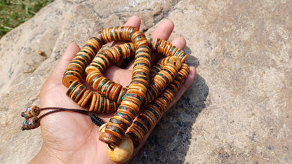 108 12mm Antique Gandhara Hand-carved Original Yak Bone Tibetan Buddhist Prayer Beads,Vintage Rosary Mala,Disk Shaped Yak Kapala Bone Mala