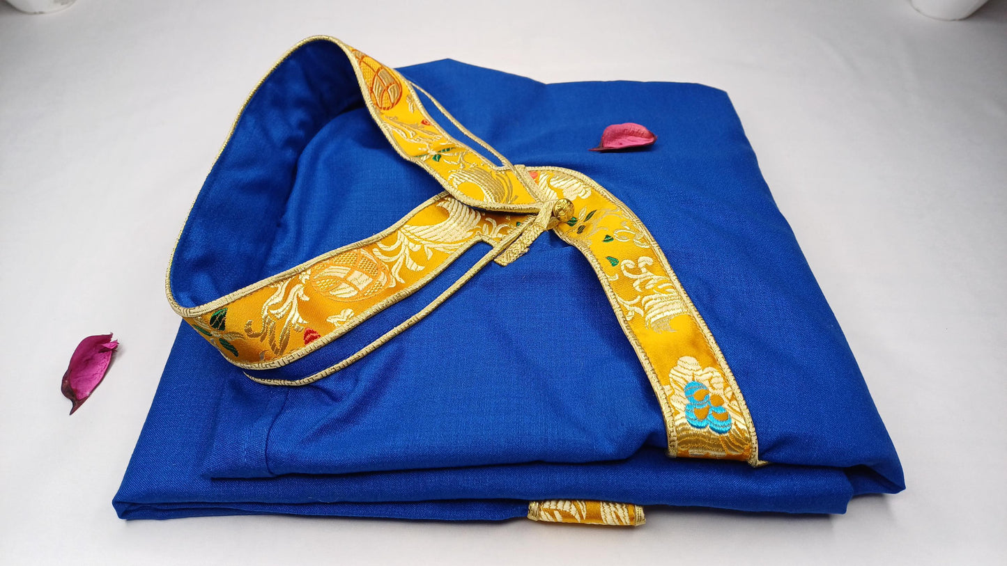 Traditional Tibetan Brocade Design Cotton Buddhist Yogi Shirt,Tibetan Meditation Shirt,Ethnic Tibetan  Long Sleeve Buddhist Prayer Cloth