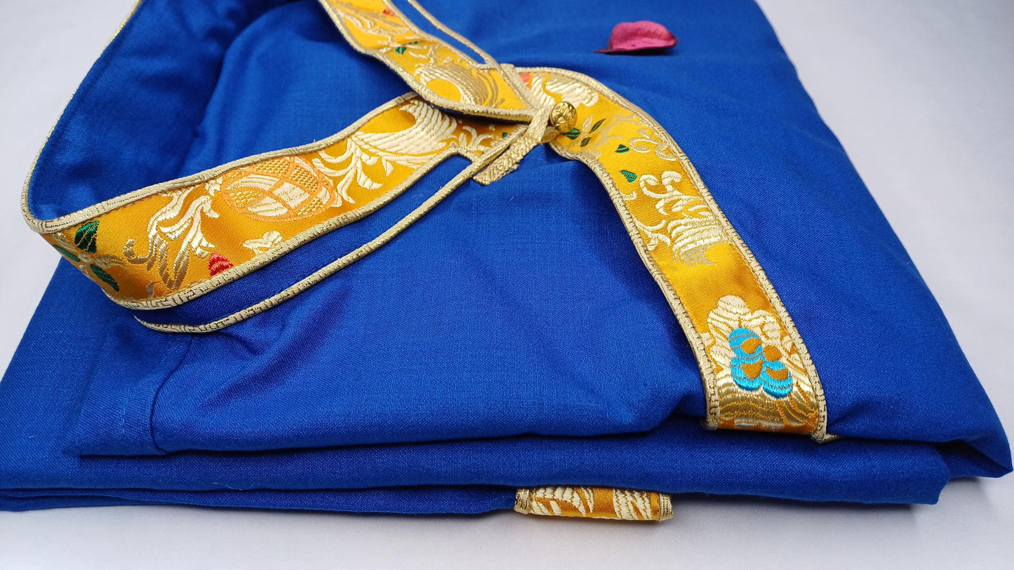 Traditional Tibetan Brocade Design Cotton Buddhist Yogi Shirt,Tibetan Meditation Shirt,Ethnic Tibetan  Long Sleeve Buddhist Prayer Cloth