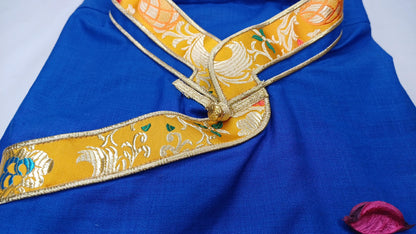 Traditional Tibetan Brocade Design Cotton Buddhist Yogi Shirt,Tibetan Meditation Shirt,Ethnic Tibetan  Long Sleeve Buddhist Prayer Cloth