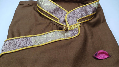 Traditional Tibetan Brocade Silk Buddhist Yogi Shirt,Tibetan Meditation Shirt, Ethnic Tibetan  Long Sleeves Cloth,Buddhist Prayer Shirt