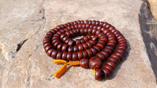 108 Bevel Cut Shape Aged Naturally Dark One Eye Bodhi Seeds Mala,Tibetan Buddhist Bodhi Beads,11 mm Phoenix Eye Nepali Bodhi Prayer Rosary