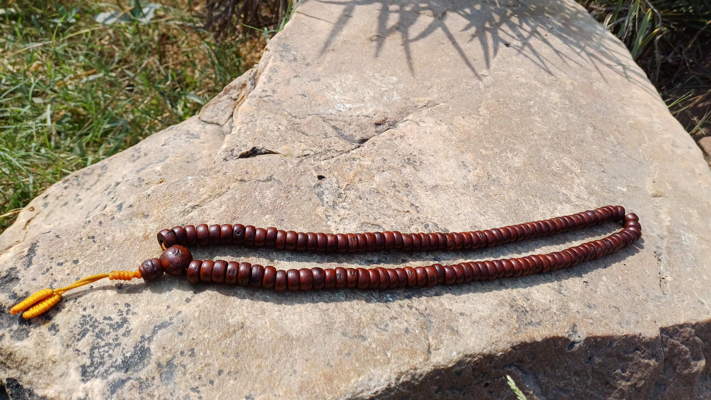 108 Bevel Cut Shape Aged Naturally Dark One Eye Bodhi Seeds Mala,Tibetan Buddhist Bodhi Beads,11 mm Phoenix Eye Nepali Bodhi Prayer Rosary