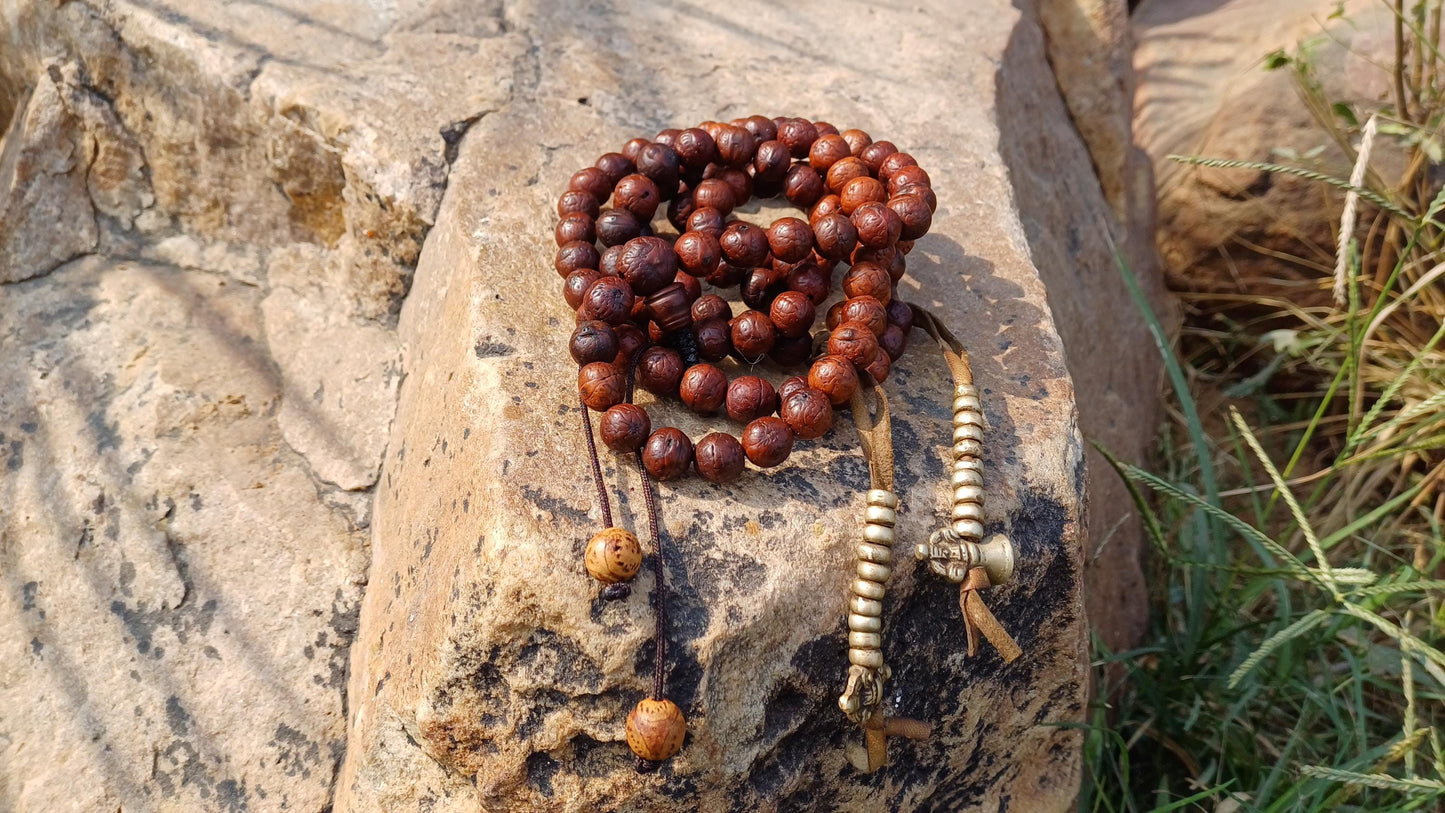 108 10mm Vintage Rare Darked Phoenix One Eye Bodhi Seeds Mala,Tibetan Buddhist Bodhi Beads,Natural Prayer Mala,Nepali Bodhi Seed Japa Mala